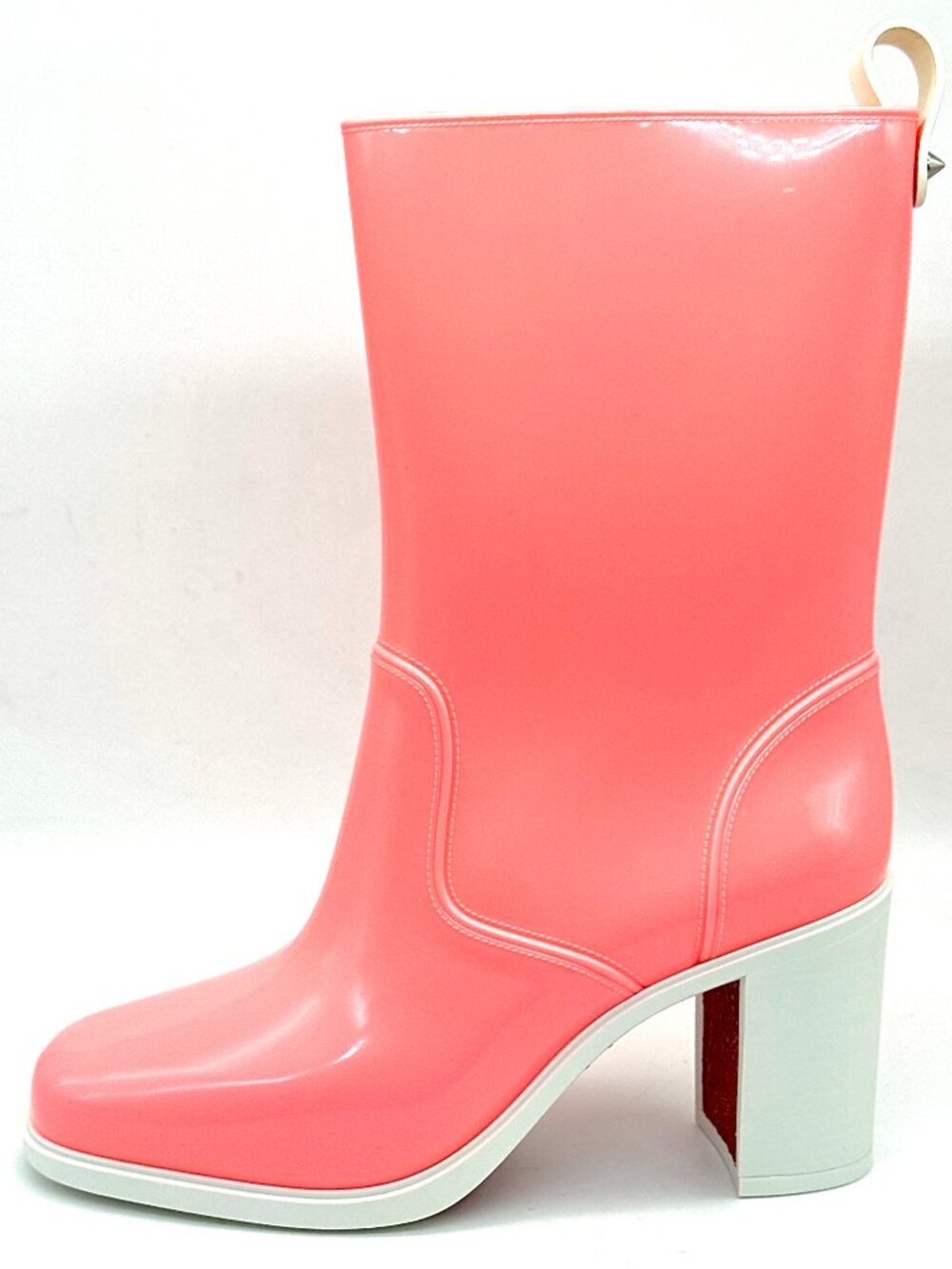 Christian Louboutin LOUBIRAIN 70 PVC Rubber Rain Rainboots Block Heel Boots